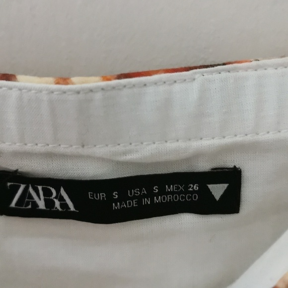 Zara, orange floral crop top with ruffled sleeves. Size small. NWOT - Picture 6 of 7